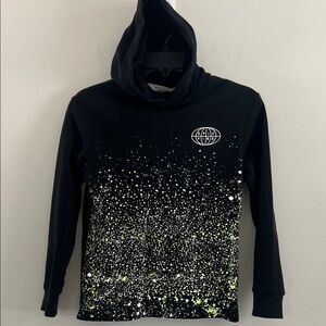 H&M Black Hoodie with White and Yellow Pattern